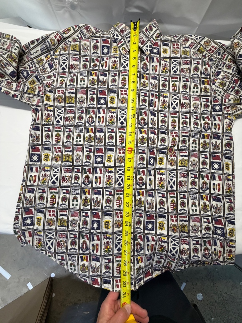 Vintage Tommy Hilfiger White Button-Down w/ Flags of the World - Picture 7 of 8